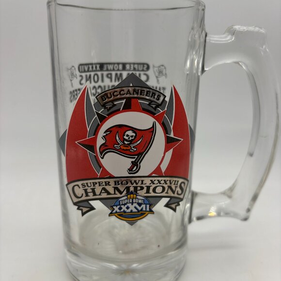 VTG NFL Tampa Bay Buccaneers Super Bowl XXXVII Champions Collectible Glass Mug - Picture 2 of 13